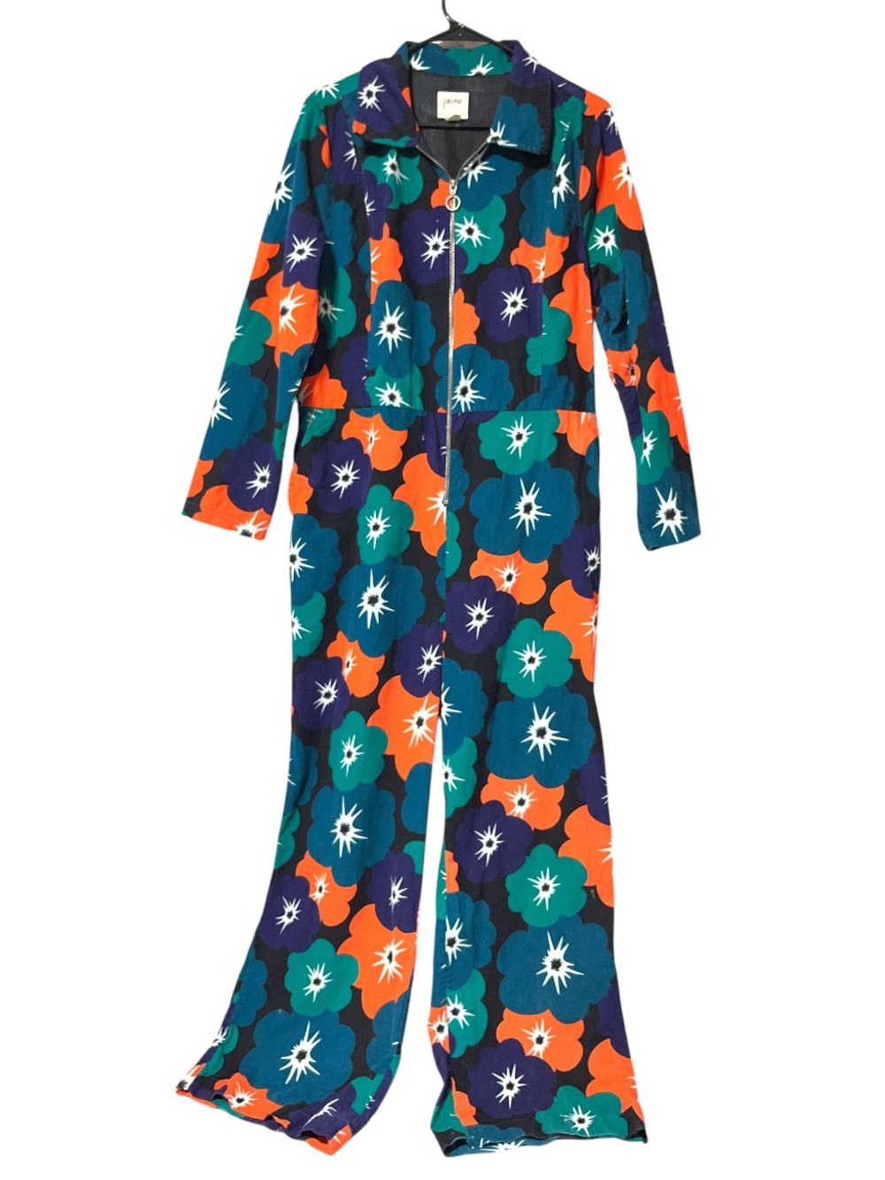 Joanie Teal Floral Romper with Zip Front